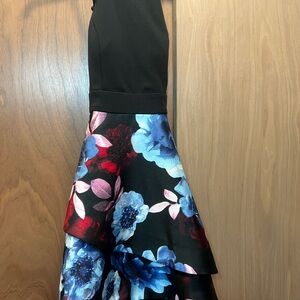 Speechless Black Dress with Blue and Red Floral Design